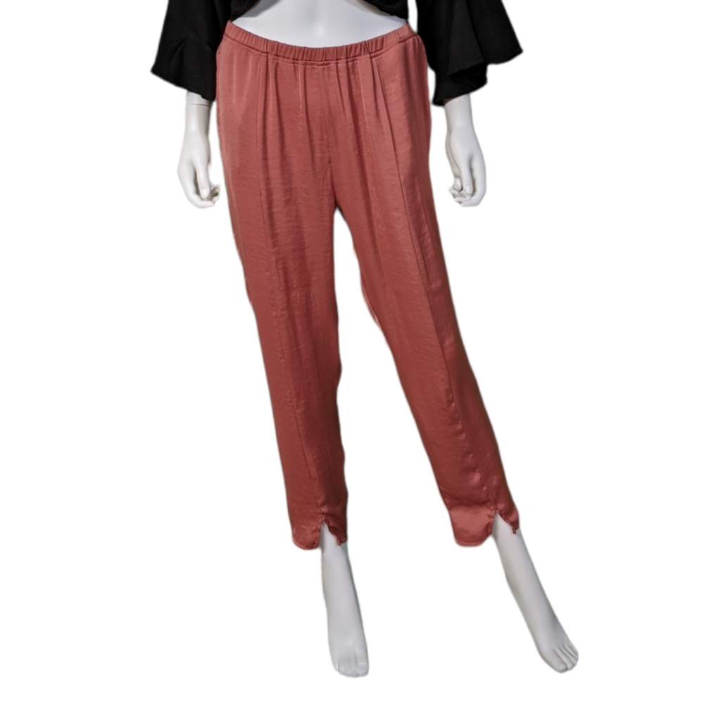 Hello Nite Front and Back Seam Tapered Pants Marsala S